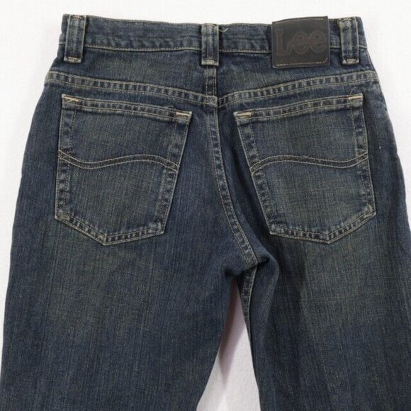 Lee Jeans Boys Youth 14 R Dark Wash Adjustable Waistband Relaxed Straight - Picture 4 of 7
